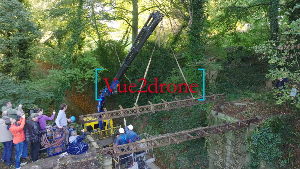 Pont Eiffel La Roche Jaugu vue2drone Clip démontage passerelle Eiffel La Roche-Jagu